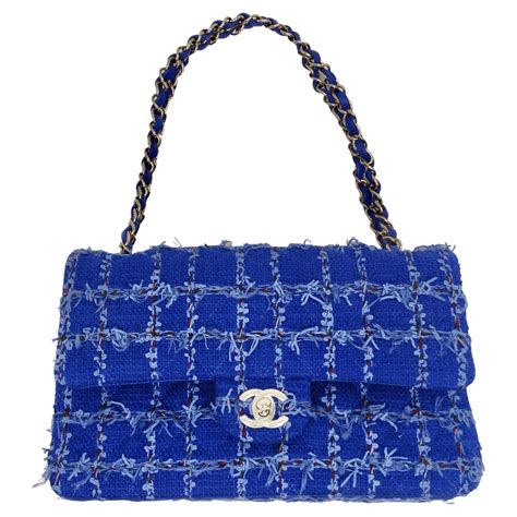 chanel tweed bag blue